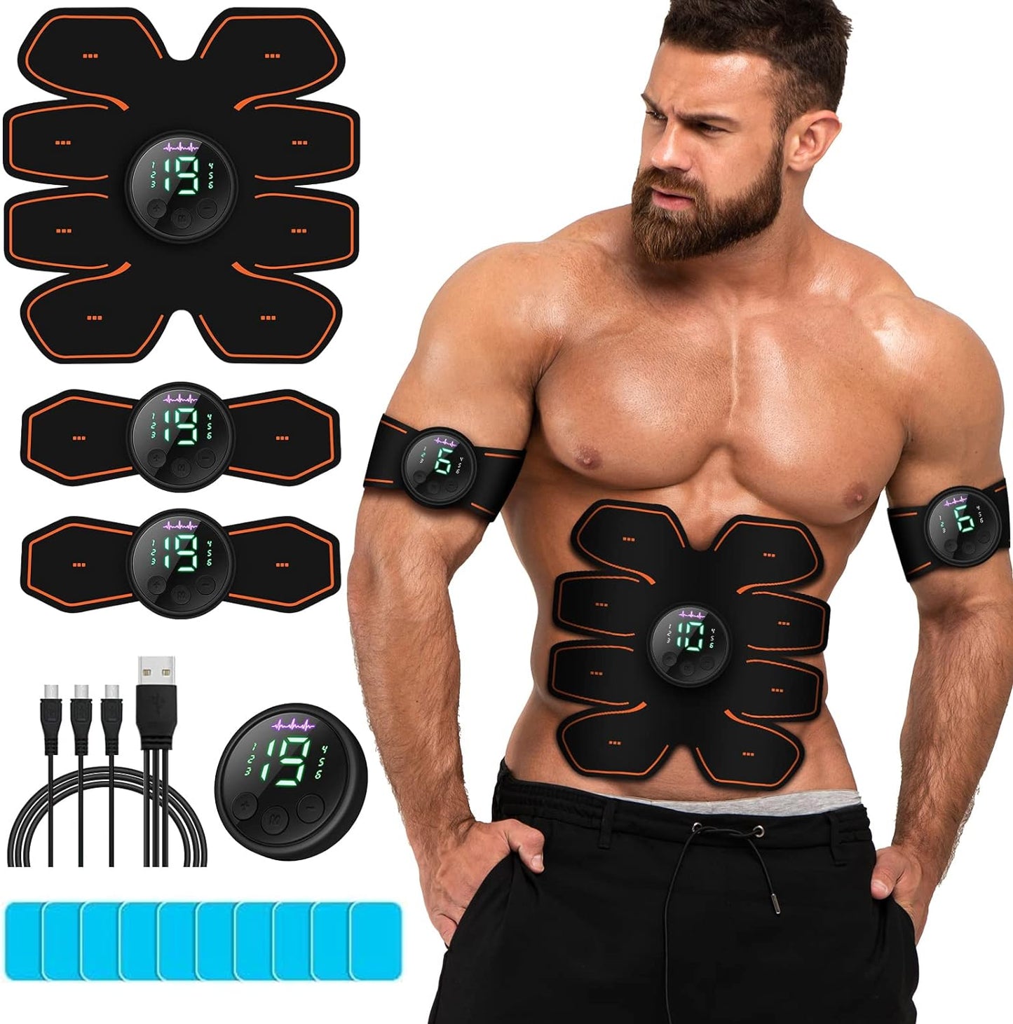 cepignoly Joinpital ABS Stimulator Workout Equipment, Ab Machine USB Rechargeable Gear for Abdomen/Arm/Leg, Strength Training Equipment for Men and Women